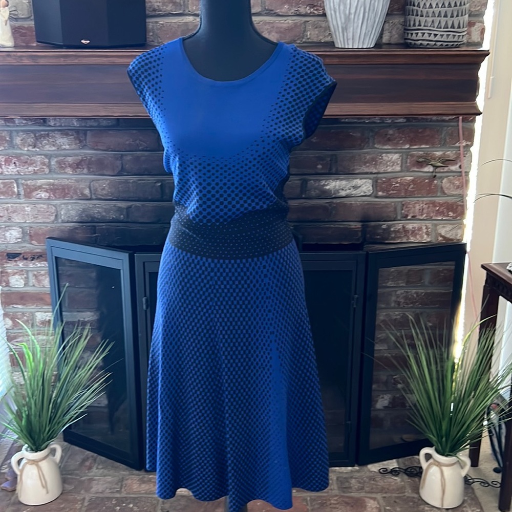 Royal blue and black dress.